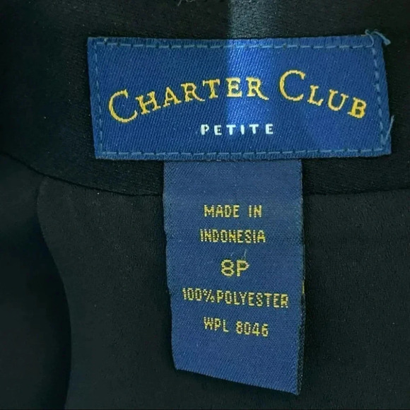 Charter Club 8P‎ black skirt with side slits and white embroidered flowers - Picture 6 of 6